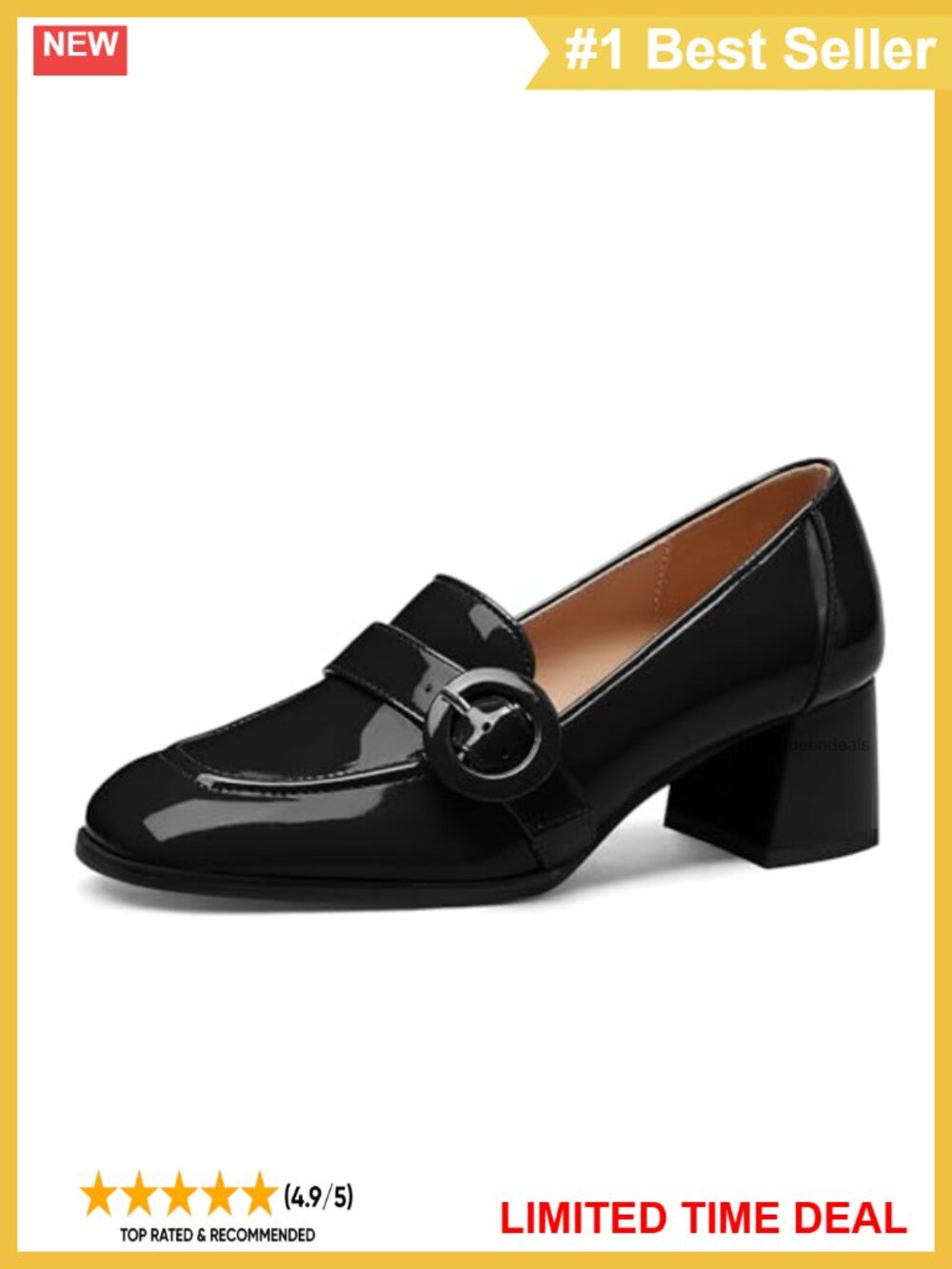 Women's Chunky Block Heel Square Toe Slip-On Loafers Business Casual Pumps